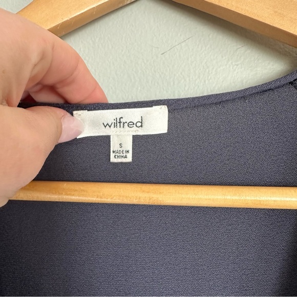 Aritzia Wilfred Navy Blue Midi Faux Wrap Dress - Picture 9 of 13